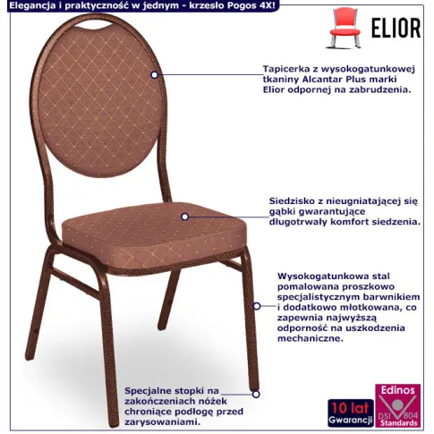 Brązowe krzesło sztaplowane Pogos 4X