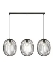 Czarna potrójna lampa wisząca w stylu loft - D127-Inez