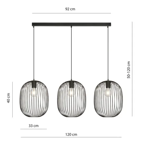 Wymiary metalowej lampy D126 Inez