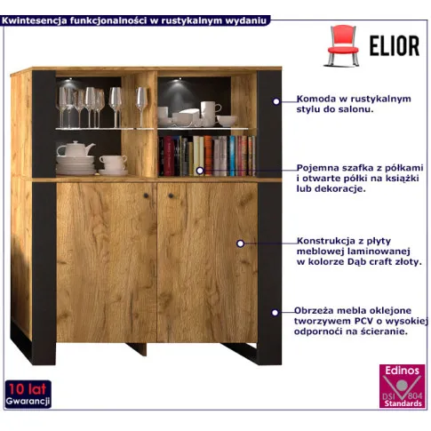 komoda dąb craft złoty Loreto 4X