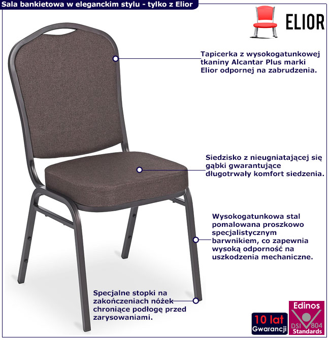 Brązowe stalowe krzesło bankietowe Riogix 5X