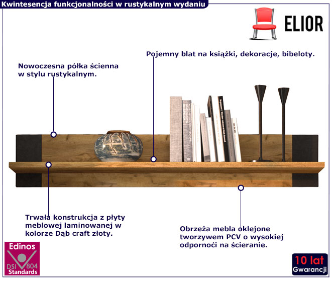 półka ścienna do salonu Tobera 6X