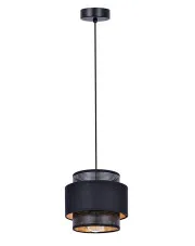 Czarna lampa wisząca z abażurem ażurowym - A512-Difa
