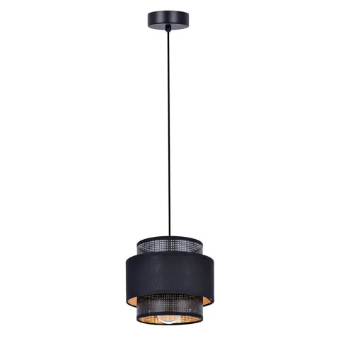 Czarno-złota lampa wisząca z abażurem A512-Difa