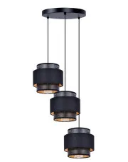Czarna lampa wisząca z 3 abażurami nad stół - A514-Difa