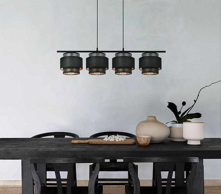 Czarno-złota lampa wisząca z 4 abażurami P444-Lunari