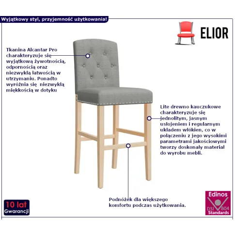 Alassio 9X jasnoszare krzesła barowe