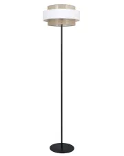 Beżowo-biała lampa stojąca abażurowa boho - A523-Sozi