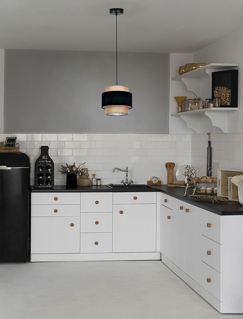 Lampa wisząca z abażurem boho nad stół A417-Nario