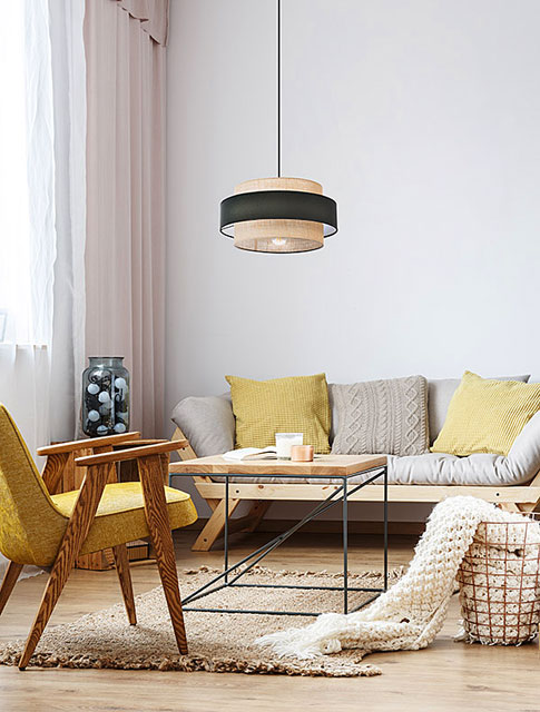 Lampa wisząca z abażurem boho nad stół P163-Nario