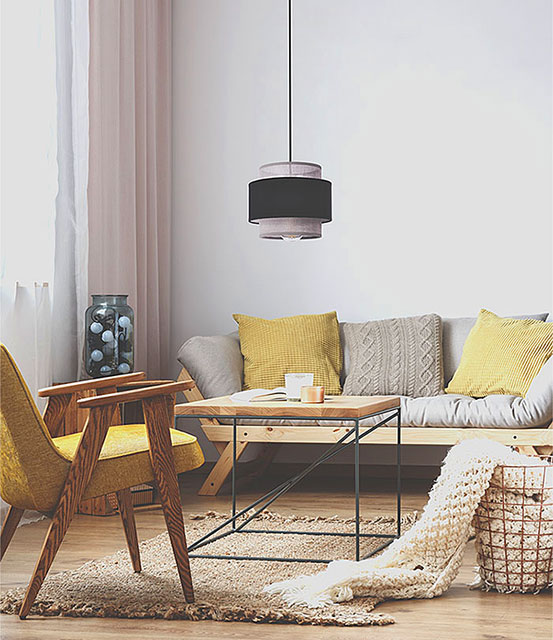 Szaro-czarna lampa wisząca z abażurem boho A530-Sirena