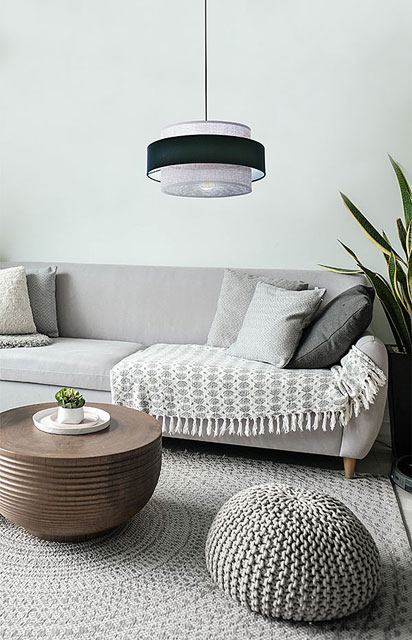 Szaro-czarna lampa wisząca z abażurem boho A531-Sirena