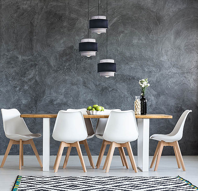 Szaro-czarna lampa wisząca z 3 abażurami boho A532-Sirena