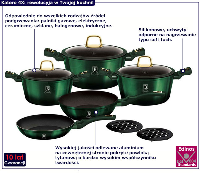 Zielone garnki Carole 4X