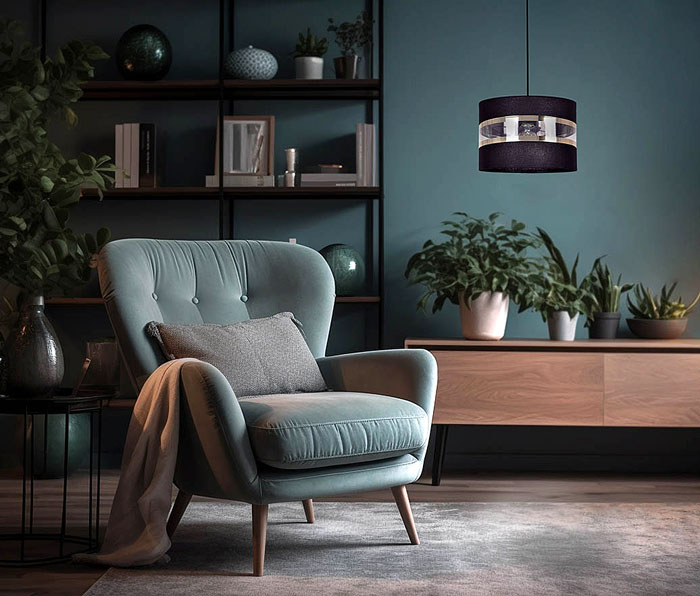 czarna lampa wisząca z abażurem A536-Sziche