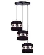 Czarno-złota potrójna lampa wisząca abażurowa - A538-Sziche w sklepie Edinos.pl