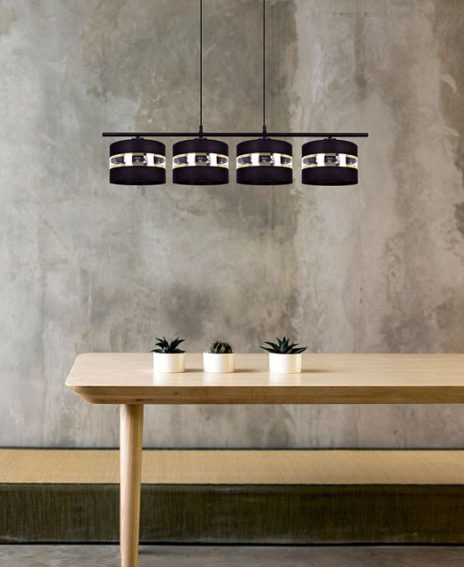 Czarna lampa wisząca z 4 abażurami A539-Sziche