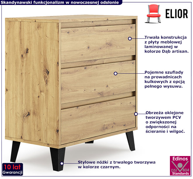 komoda z szufladami dąb artisan Luanda 4X