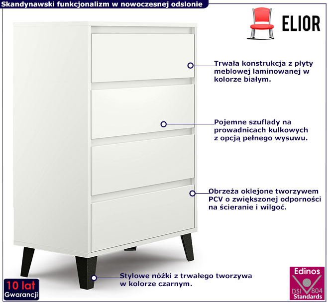 biała komoda z szufladami Luanda 5X