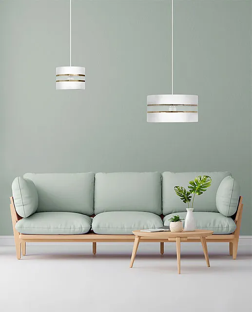 Biała lampa wisząca z abażurem A542-Delato