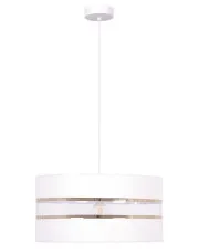 Biała elegancka lampa ze złotymi zdobieniami nad stół - A543-Delato w sklepie Edinos.pl