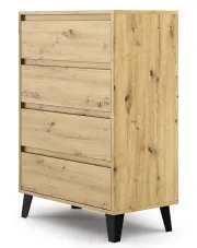 Komoda z 4 szufladami w stylu scandi dąb artisan - Bilgo 5X w sklepie Edinos.pl
