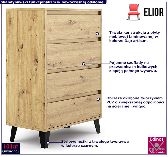 komoda z szufladami dąb artisan Bilgo 5X