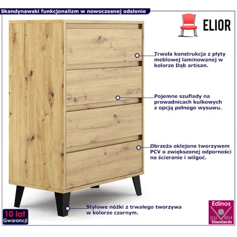 komoda na nóżkach dąb artisan Egner 5X