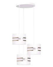 Potrójna lampa wisząca z biało-złotymi abażurami - A544-Zeva