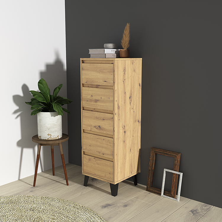 Wizualizacja wnętrza z komodą Bilgo 6X dąb artisan