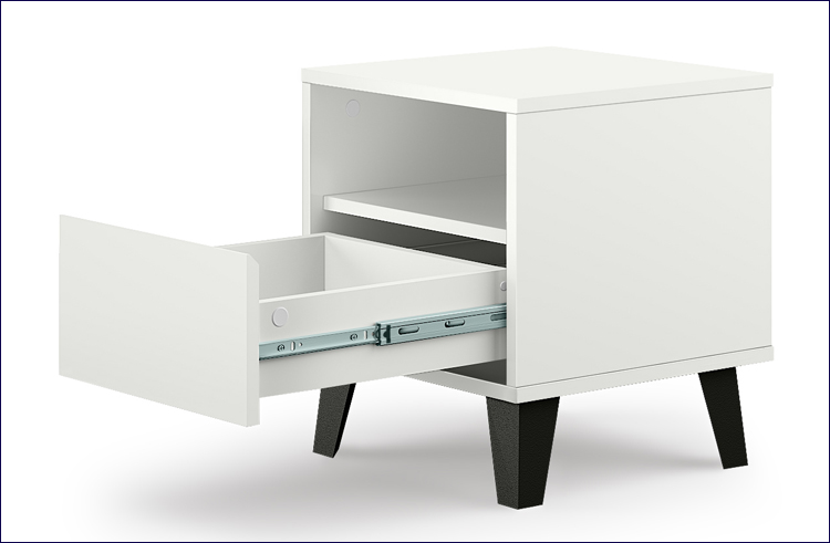 wnętrze białej szafki nocnej Bilgo 7X