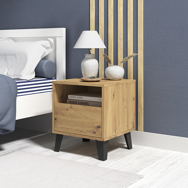 Wizualizacja wnętrza z szafką nocną Bilgo 7X