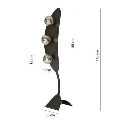 Wymiary stojącej lampy D124 Hervex