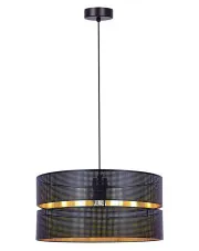Czarna abażurowa lampa wisząca ze złotym wnętrzem - A549-Amfa