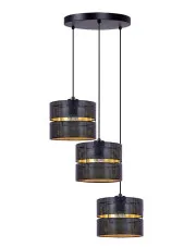 Potrójna lampa wisząca z czarno-złotymi abażurami - A550-Amfa