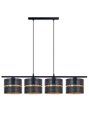 Ażurowa czarno-złota lampa nad stół z 4 kloszami - A551-Amfa
