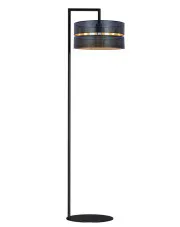 Czarna lampa podłogowa z ażurowym kloszem - A553-Amfa