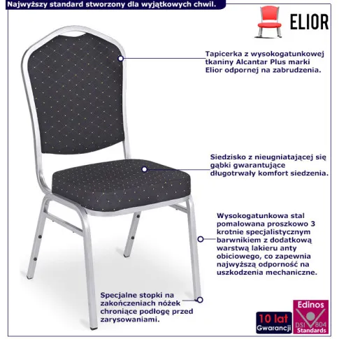 Czarne krzesło sztaplowane Evio 3X