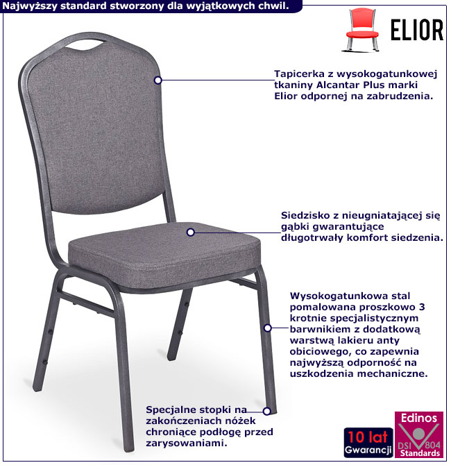 Grafitowe krzesło sztaplowane Rinke 4X