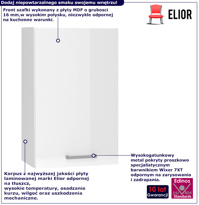 Szafka kuchenna wisząca 45 cm Mariel 35X biały połysk