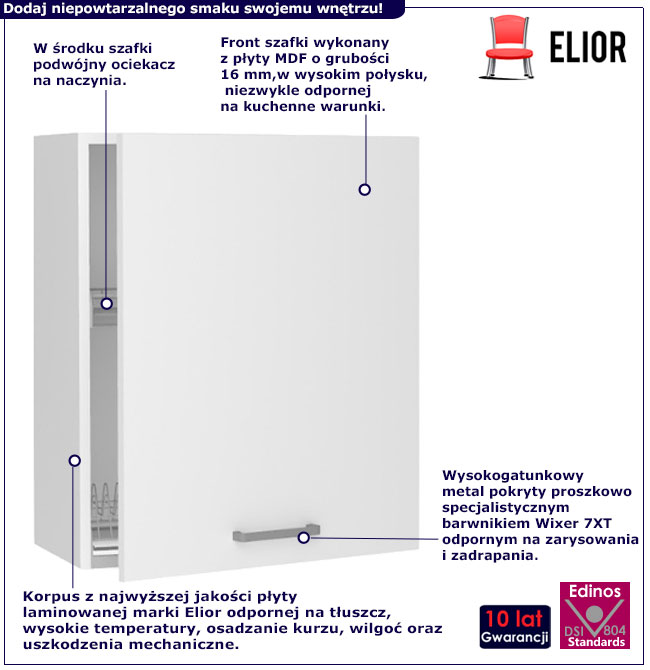 Infografika szafki kuchennej górnej 60 z ociekaczem Lucio 38X