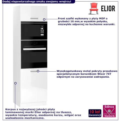 Szafka na piekarnik i mikrofale Elora 39X biały połysk