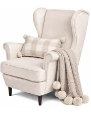 Beżowy tapicerowany fotel wypoczynkowy - Harolt w sklepie Edinos.pl