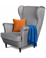 Szary tapicerowany fotel uszak - Harolt w sklepie Edinos.pl