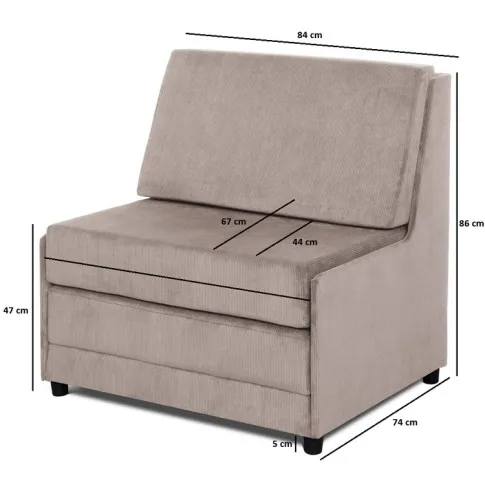 Wymiary beżowego fotela Laskin