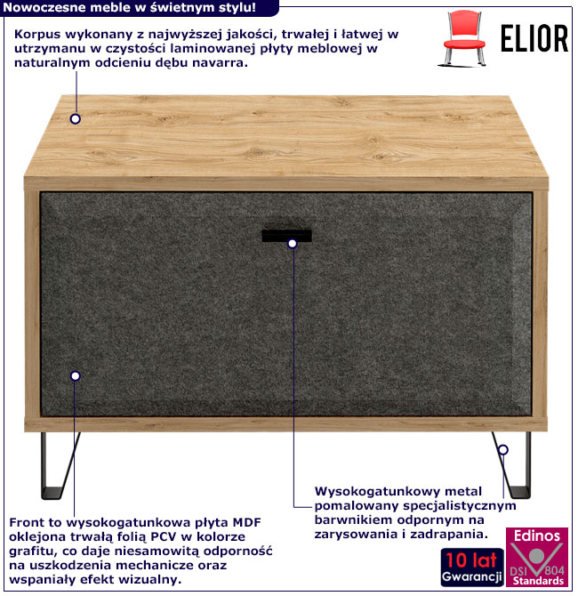 Szafka na buty na nóżkach dąb navarra + grafit Grelona 10X