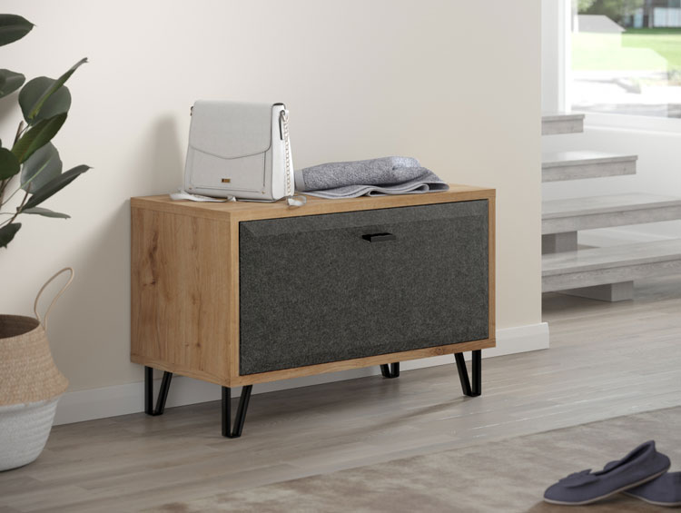 Wizualizacja szafki na buty na nóżkach dąb navarra + grafit Grelona 10X