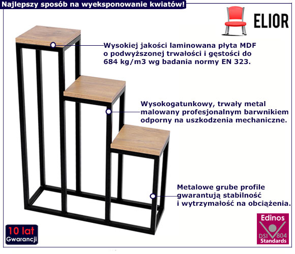 Industrialny trzypoziomowy stojak na kwiaty Ingo 6X
