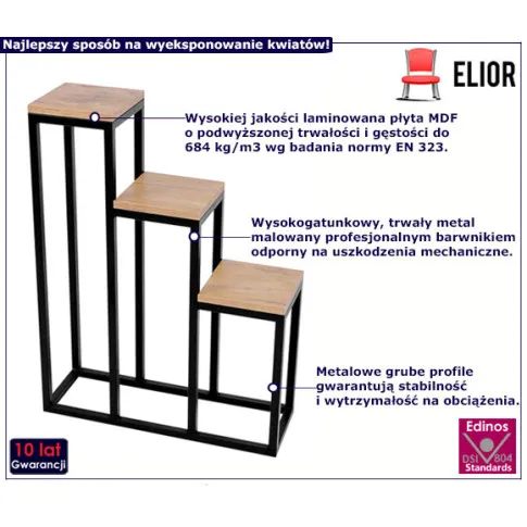 Stojak na kwiaty 3-poziomowy loft Ingo 6X
