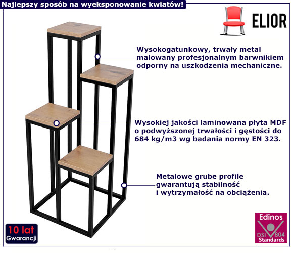 Industrialny czteropoziomowy stojak na kwiaty Steva 7X